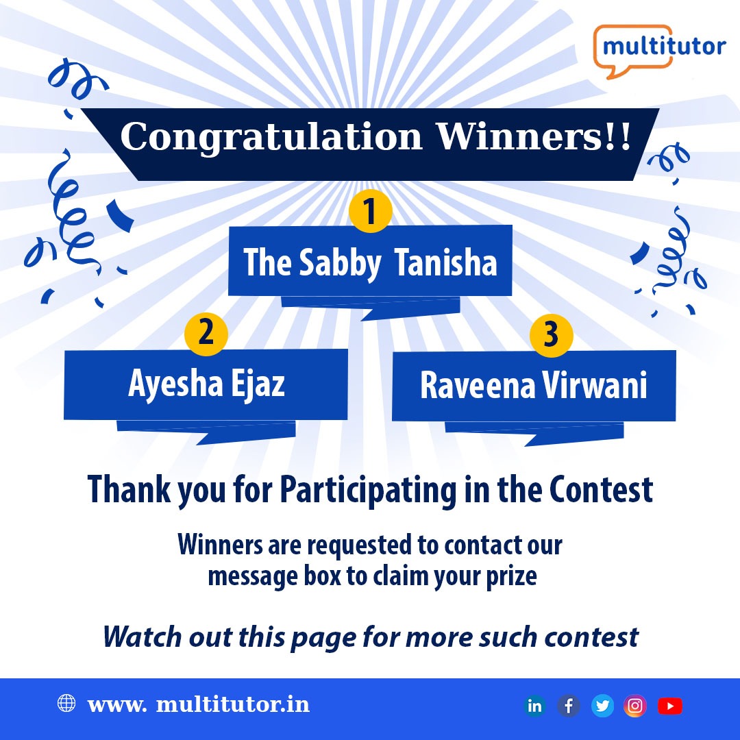 multitutor_in's tweet photo. #multitutor #quiztime #hurryup #quizcontest #quizespecial #elearining  #congratulations #winningcontest #contestwinner #karonapadhai #kudostoyou #2021goals #prize #distancelearning #Onlinelearning #studentsmeme #gametime #mascotlogo #studentslife #amazonvoucher #contest https://t.co/yhcZplclGZ
