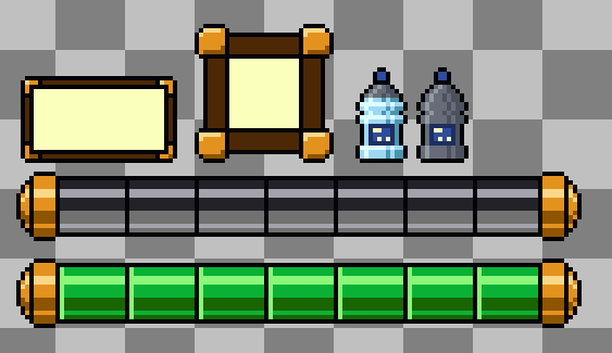 ValkijaDev's tweet photo. Did someone order rustic #pixelart UI? Starting the day with something fun! #Mobojam #gamedev https://t.co/Y6E9mLEUDg