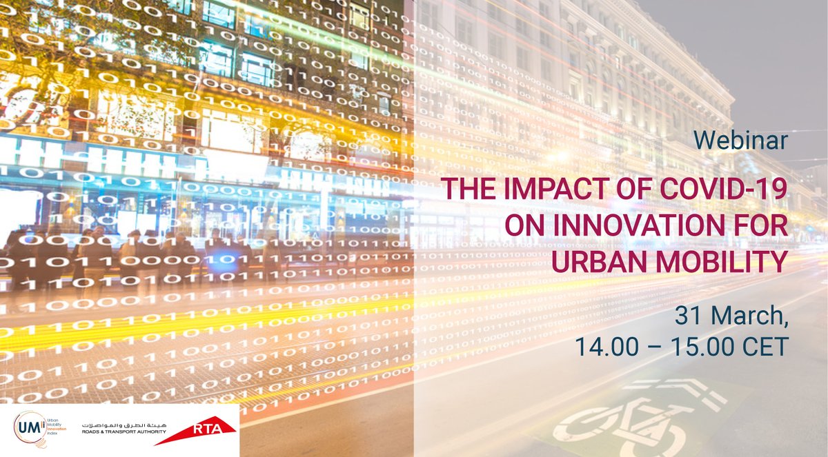 📣Join us on 31 March for the webinar 'The impact of COVID-19 on innovation for urban mobility'.

🌍Cities from across the world will exchange what has been the impact of COVID-19 on innovation to address urban transport challenges.

🗓️Info &amp; to register▶️bit.ly/3reWgLy