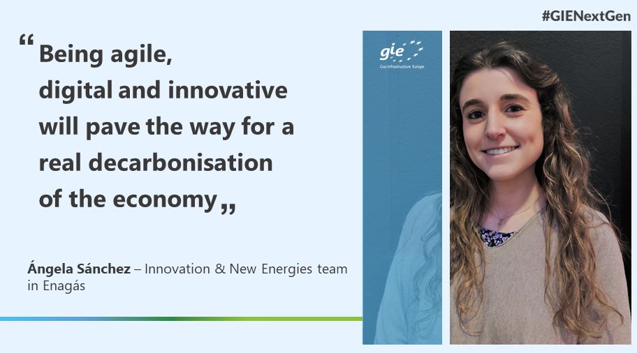 GIEBrussels's tweet photo. ⏳ Meet #GIENextGen Ángela Sánchez, tomorrow’s #energyleader 👇 
“It’s fascinating to see how the entire #energy ecosystem is devoted to achieving #EnergyTransition and joining forces to drive #RenewableEnergies’ projects to develop new solutions to build a #sustainable future”. https://t.co/2uInhB7wGt
