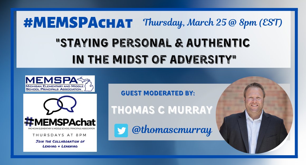 Check out #MEMSPAchat TOMORROW NIGHT (Thursday at 8pm)

It's a can't miss with @thomascmurray moderating! #miched #COLchat #nychat #ohedchat #masterychat #PIAchat