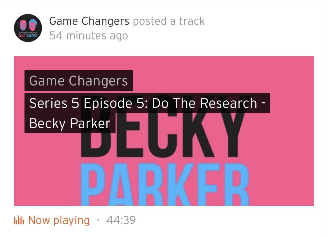 GameChangersPC's tweet photo. Series Five | Episode Five - “Do the research” featuring the incomparable @ProfBeckyParker is live NOW! 

Listen and subscribe: https://t.co/NZa4P0rglG #GameChangers #aSft https://t.co/1sFHhZ0TaO