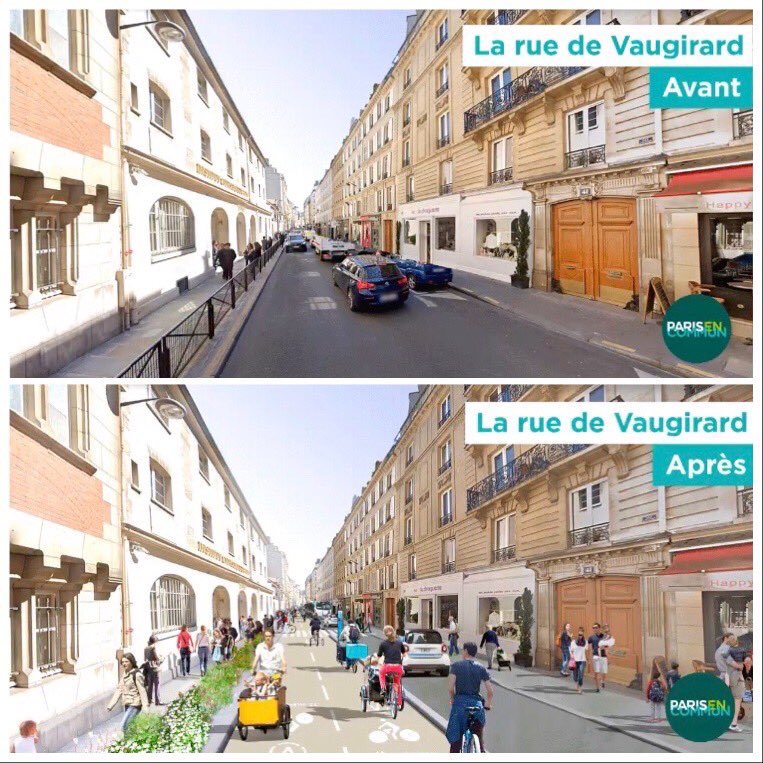 LCyclable's tweet photo. Avant et après. 

Est-ce qu’on oppose des usagers ici?

#rueDeVaugirard https://t.co/5Z4R6skUNC