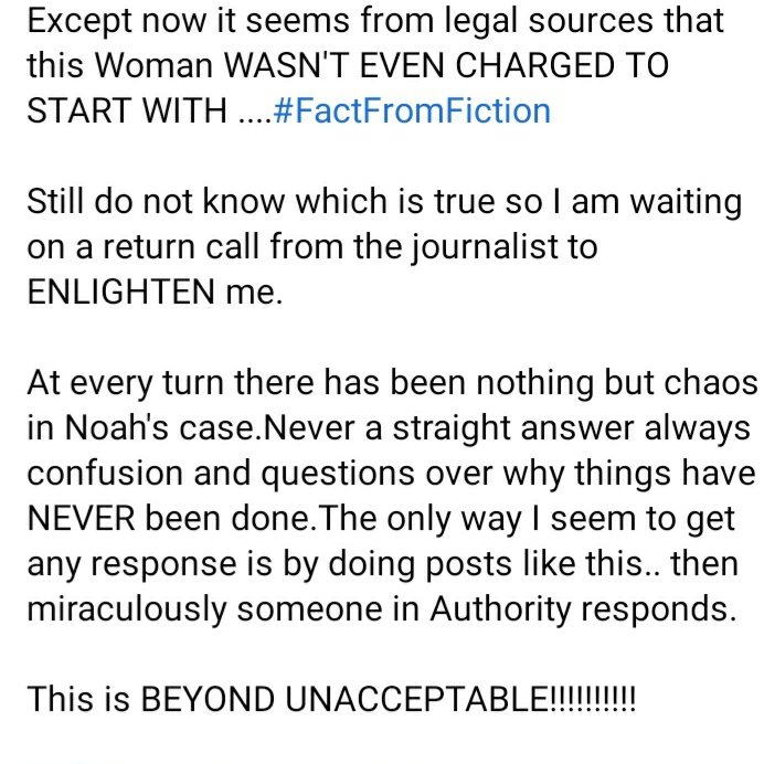 FIONADONOHOE2's tweet photo. Please read below and *RETWEET*
#NoahDeservesProperJustice
#EnoughIsEnough 
#FactFromFiction
#ShameIntoResponse https://t.co/vkkpvUEgGJ