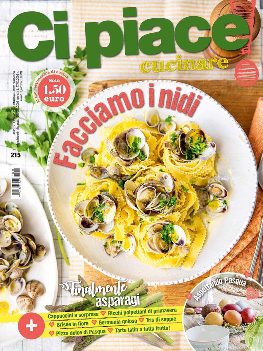 La #Pasqua è alle porte e su #cipiacecucinare non mancano le #ricette per divertirsi in cucina. Finalmente #asparagi, nidi di #pasta, polpettoni di #primavera, #pizza dolce, #cappuccini insoliti e tanto altro ancora... Tutti in #edicola 🐣🌺🐇🐰🌼#martedì #23marzo #recipes #food