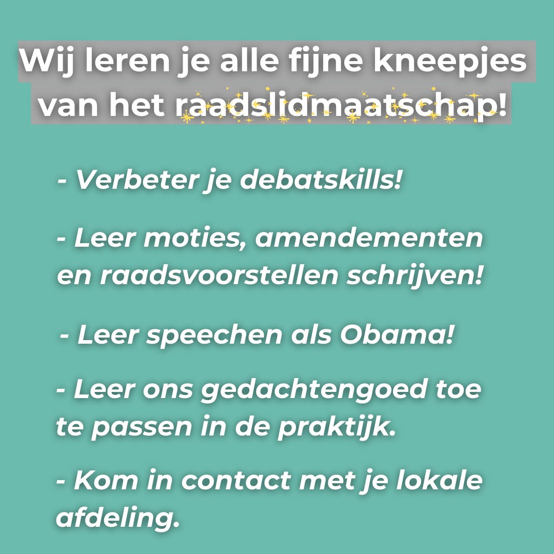 CDJA's tweet image. ❤ 𝗪𝗶𝗹 𝗷𝗶𝗷 𝘃𝗼𝗹𝗴𝗲𝗻𝗱 𝗷𝗮𝗮𝗿 𝗴𝗲𝗺𝗲𝗲𝗻𝘁𝗲𝗿𝗮𝗮𝗱𝘀𝗹𝗶𝗱 𝘄𝗼𝗿𝗱𝗲𝗻? 𝗗𝗮𝗻 𝗶𝘀 𝗱𝗶𝘁 𝗷𝗲 𝗸𝗮𝗻𝘀!

👊🏼 Wij leren je alle ins en outs van het raadslidmaatschap. Aanmelden kan via deze link: cdja.nl/blog/meld-je-a…