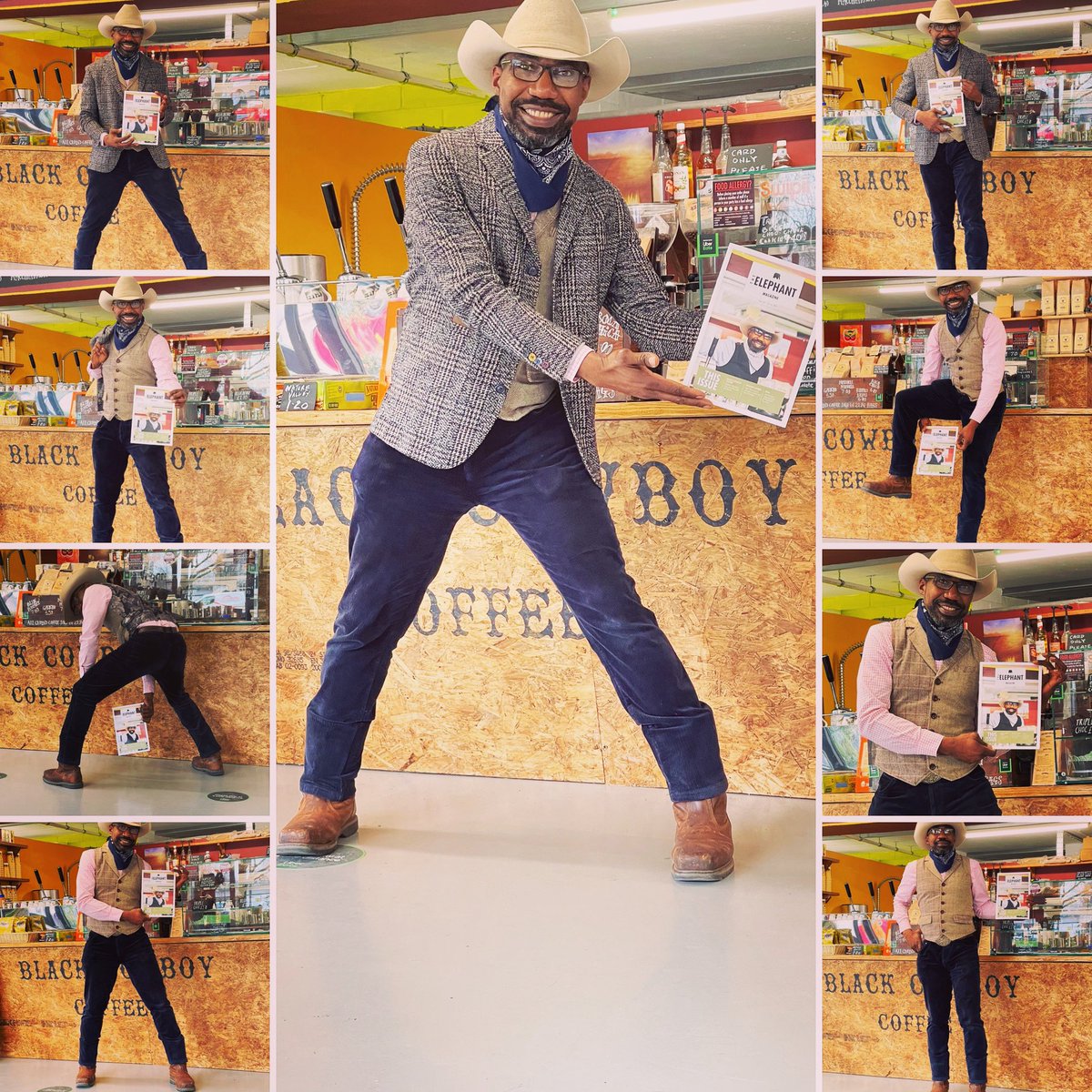 blackcowboyc's tweet photo. The many ways to enjoy reading THE ELEPHANT MAGAZINE 🤠 #liveyourbestlife #beautifullife #staypositive #youonlyliveonce #youonlygetonelife #photography #bestcoffee #enterpreneur #elephantandcastle #elephantmagazine @lb_southwark @se1 @roundaboutnews @SophiaTassew https://t.co/xMHnP3ru6P