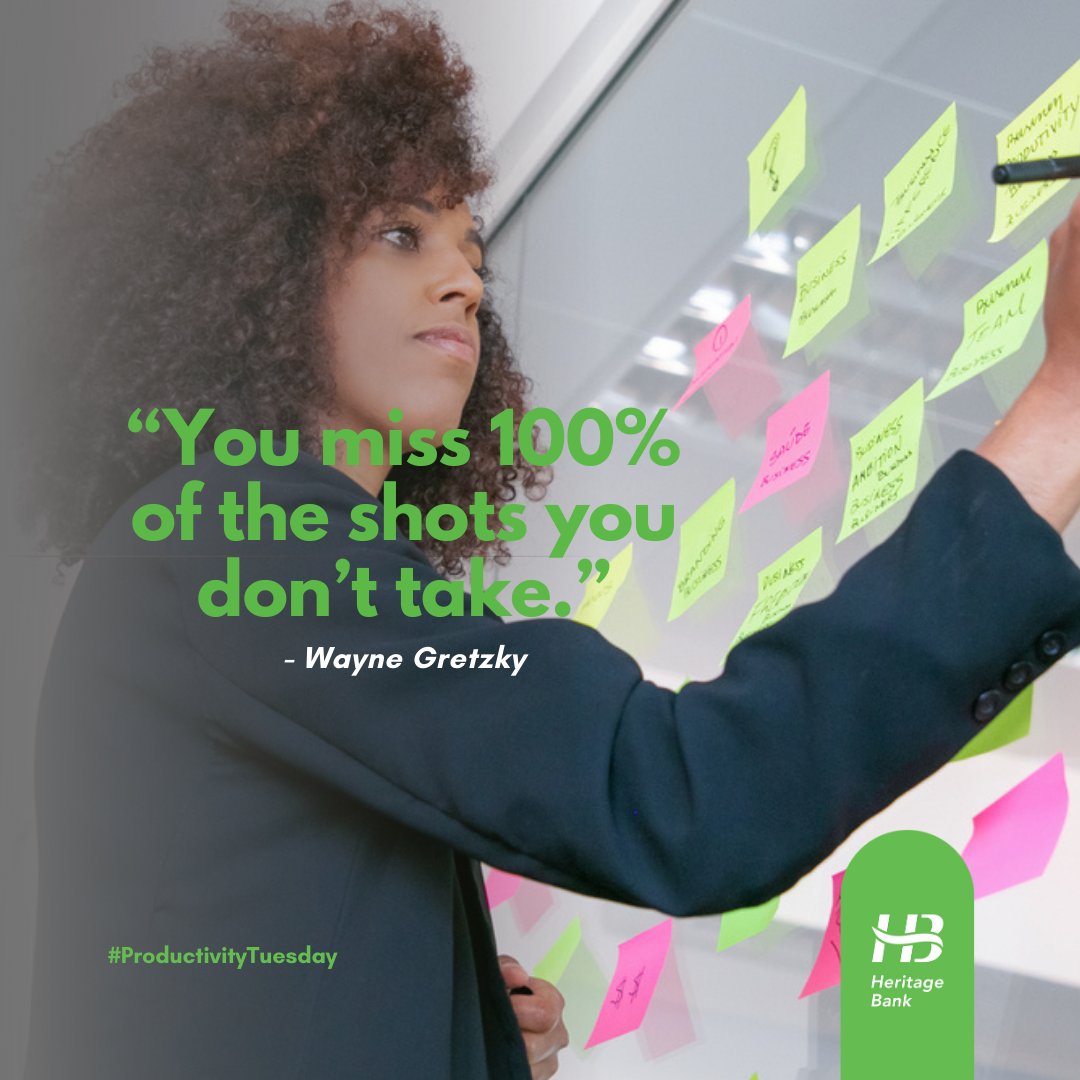 heritagebankplc's tweet photo. Take that shot because you’ll never know the outcome until you try. 
 
Have a beautiful Tuesday.
 
#HeritageBank
#ProductivityTuesday
#TuesdayThoughts
#Tuesday
#Productivity https://t.co/yiRKGX0UpU