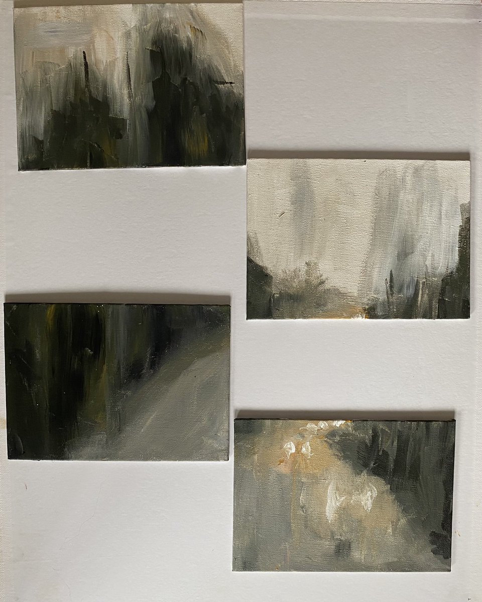 canichillrn's tweet photo. A foggy road done in acrylic on canvas boards https://t.co/qKuMdEDMQI