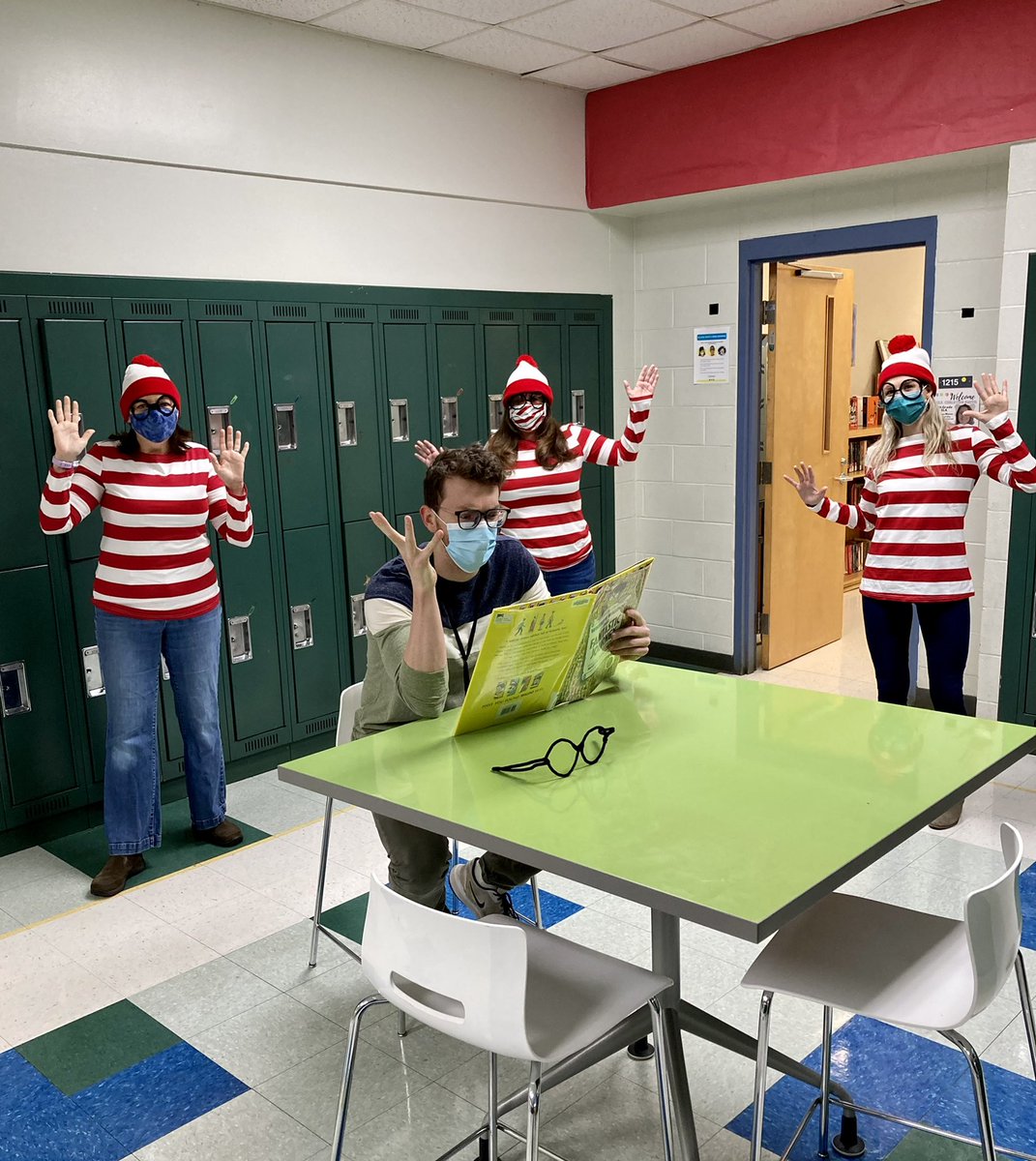Where’s team Lead?? 📚🔍❤️ #SpiritWeek #TeamKidsFirst #WeAreCarroll #whereswaldo? <a href="/CMMS_Culture/">CMMS Culture Committee</a> <a href="/CMMSCougars/">Carroll LT Magnet</a> <a href="/HeintzeHistory/">Maddie Heintzelman</a> <a href="/cbsmith_enrich/">christine smith</a>