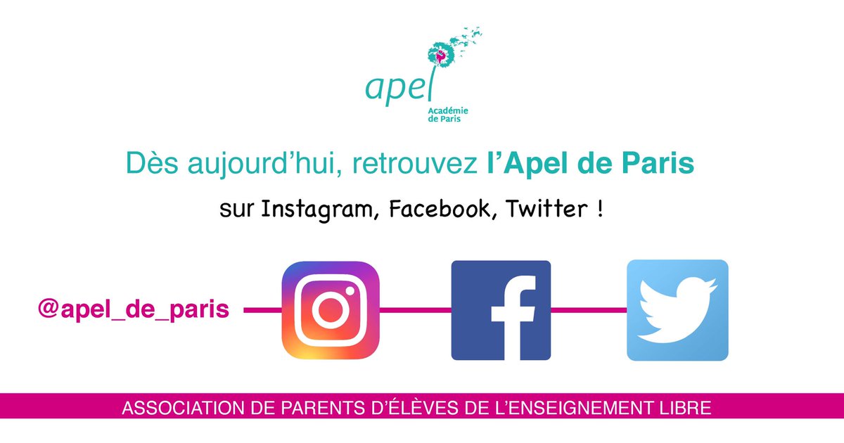 apel_de_paris's tweet photo. #reseauxsociaux
✨ Retrouvez l’Apel de Paris, dès aujourd’hui, sur Instagram, Facebook et Twitter.
Abonnez-vous par ici 👇🏼
🔹 Facebook : https://t.co/VcCtBaN0YC
🔹 Instagram : https://t.co/UIO0YwOR3j
🔹 Twitter : https://t.co/aWO3CHAO9Z
#apeldeparis #apelnationale https://t.co/awnv7e2oll