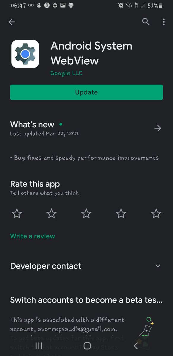 AvonBySaudia's tweet photo. Uninstall this app guys. Known bug #Android #AndroidSystemWebView #goodmorning #Gmail #Amazon #DownApps #QuickFix https://t.co/ysV5ZsoITs