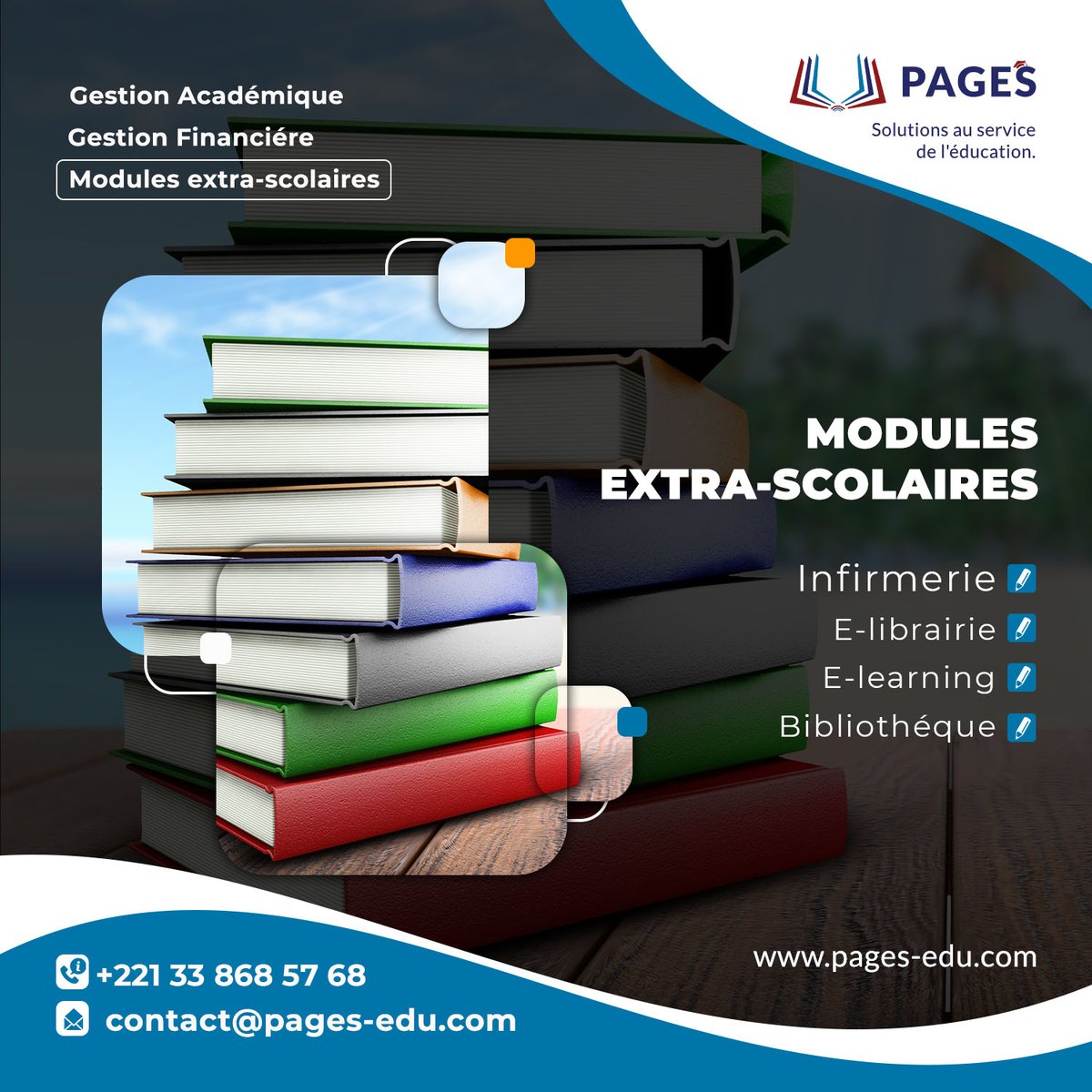 PlateformePages's tweet photo. Profitez d'une période d'essai gratuite pour toute l'année scolaire 2020 - 2021 avec PAGES
 Service Commercial33 868 57 68
#Infirmerie #Elibrairie #elearning #bibliothèque #education #gestionacadémique #plateforme #Senegal #ecoleprimaire #ecole #university #écolesecondaire https://t.co/cUhwannsRE