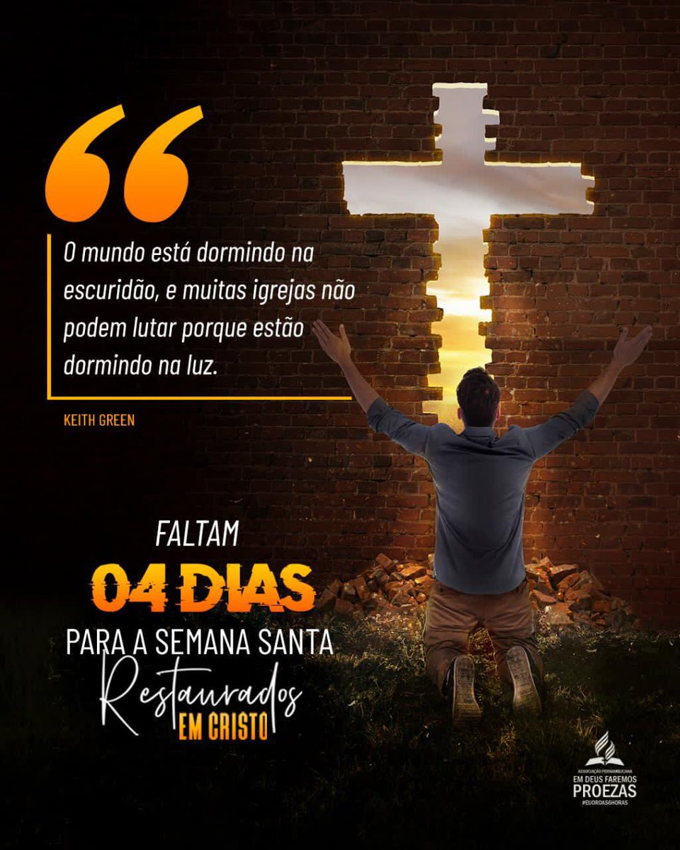 JeandsonVascon's tweet photo. Faltam 04 dias!!! 👏🏻🛐🙏🏻#euoroas6horas
#SemanaSanta
#RestauradosEmCristo
@iasdape @uniaonordeste @iasd https://t.co/LiVzVw0nUd