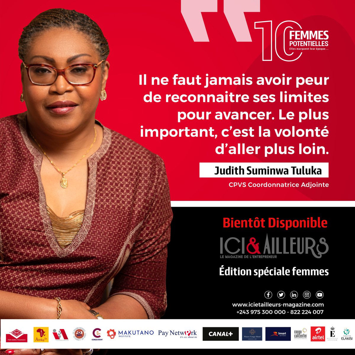 #ÉditionSpeciale
#Femmes2021
#Top10FemmesPotentielles
Judith Tuluka Suminwa (<a href="/SuminwaJudith/">Judith SUMINWA TULUKA</a>)  Coordonatrice-Adjointe du Conseil Présidentiel de Veille Stratégique, CPVS.
Découvrez le parcours somptueux de cette femme à haut potentiel, dans notre édition spéciale femme.