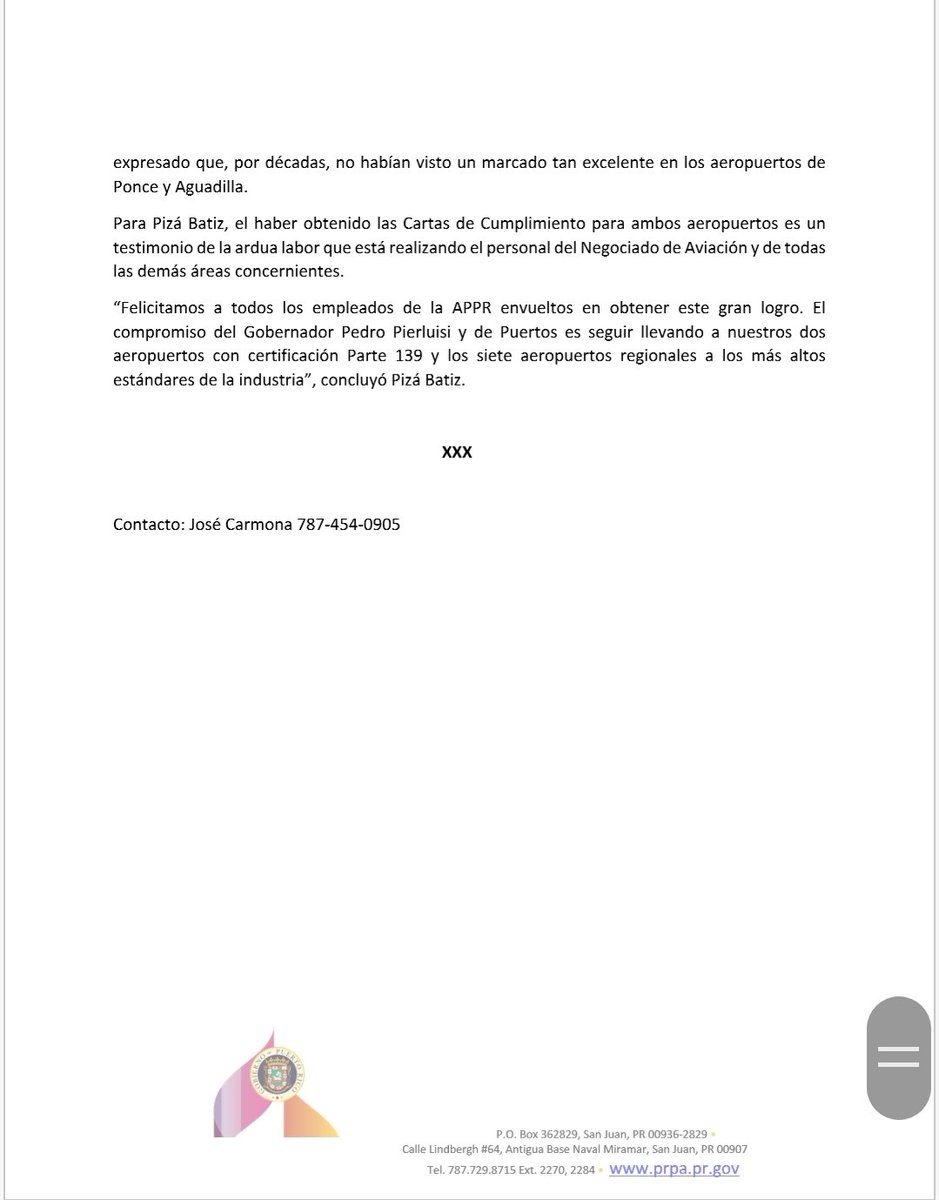 PuertosPR's tweet photo. Aeropuertos internacionales de Ponce y Aguadilla obtienen Certificaciones de Cumplimiento de la FAA tras inspección anual @PuertosPR @fortalezapr https://t.co/ole2OqwZFT