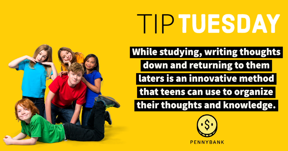 PennyBankApp's tweet image. While studying, writing thoughts down and returning to them laters is an innovative method that teens can use to organize their thoughts and knowledge.
#studytips101 #studytips #studytipsandtricks#pennybank