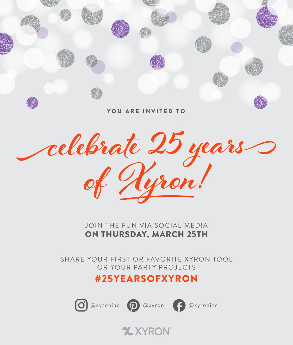 xyroninc's tweet photo. Please help us celebrate our 25th Anniversary on Thursday, 3/25/21! Don't forget the 10% off discount on our website for Craft Month, use coupon code NCM2021
#25yearsofxyron
#craftwithxyron
#xyronstickstogether
#xyronadhesives
#xyronstickers
#xyronglaminator https://t.co/iP4SQUUUhi