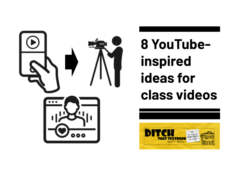 jmattmiller's tweet photo. What if we took cues from popular YouTube video styles to create memorable classroom activities?

8 YouTube-inspired classroom video ideas like:

📦The unboxing video. 
💄The makeup tutorial.
🧳The travel vlogger tour videos.
➕more!

https://t.co/4oV4KAaMtQ #Ditchbook https://t.co/CHGjC6w55H