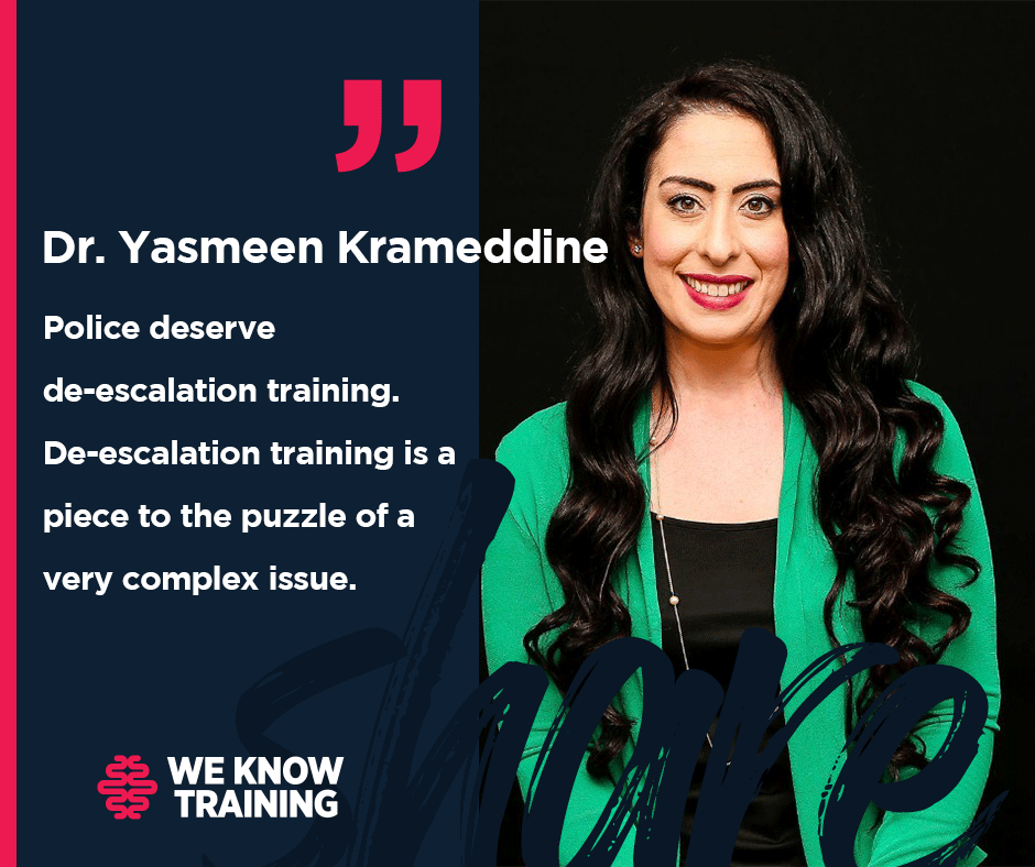 onlinetraining's tweet image. We're proud to support Dr. Yasmeen Krameddine as she speaks about evidence-based de-escalation training and law enforcement mental health @Leph2021! Learn more about her work here: buff.ly/3tNv7Rx #policing #LEPH2021