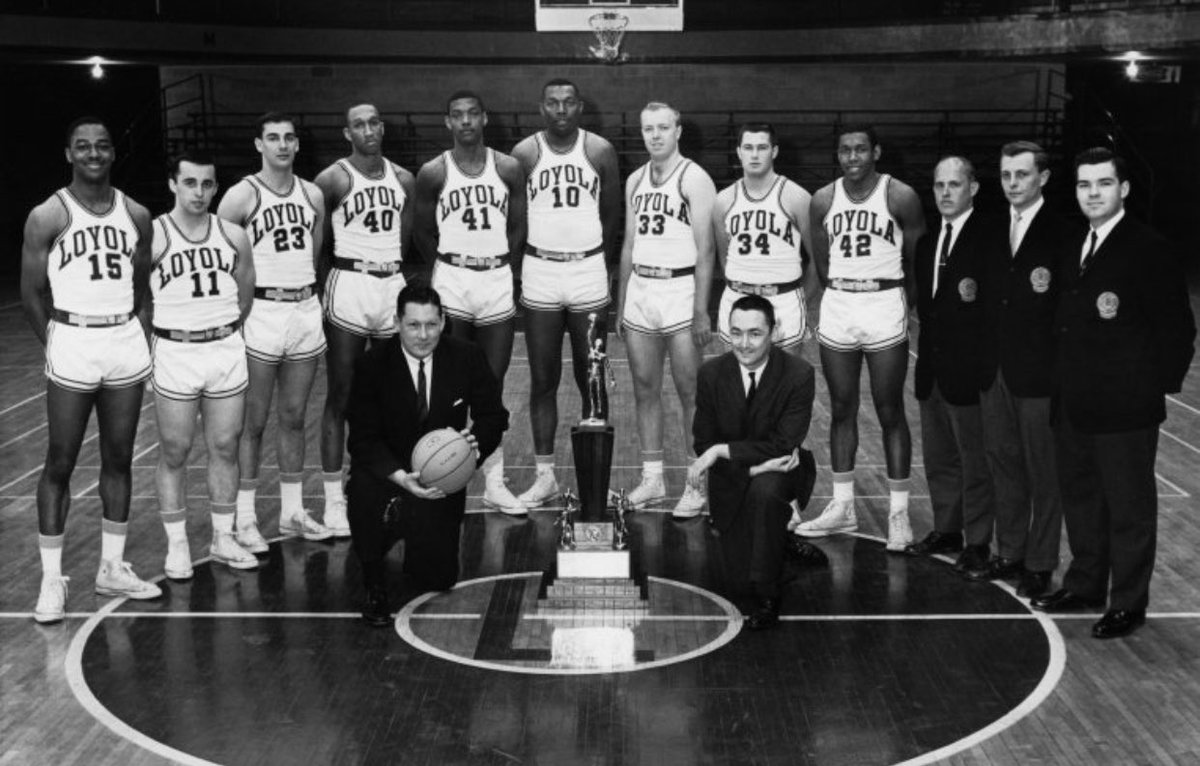 darrenrovell's tweet photo. This Day In 1963: Loyola-Chicago wins the NCAA title. 

Said coach George Ireland: "It's a great thing for basketball when peasants like us can win the national championship." https://t.co/DMd86f60yz