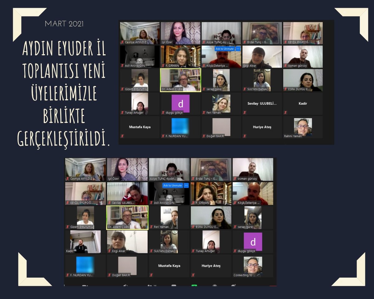 AYDIN EYUDER İL TOPLANTISI YAPILDI. GENEL BAŞKANIMIZ SAYIN ADEM ÇİLEK, YENİ ÜYELERİMİZLE TANIŞTI. <a href="/eyuder/">EYUDER</a> <a href="/ademcilek/">Adem ÇİLEK</a> <a href="/EIncirliova/">EYUDER İncirliova</a> <a href="/EyuderGermencik/">Germencik EYUDER</a> <a href="/EyuderKusadasi/">EYUDER KUŞADASI</a> @dygcn_a <a href="/ArtugerTunay/">tunay artuğer</a> <a href="/esraduyguerkol/">ESRA DUYGU ERKOL</a> <a href="/ezgialvar/">ezgi alvar</a> <a href="/zekeskikara/">Zekeriya EŞKİKARA</a> <a href="/isilozer09/">Işıl Özer</a> <a href="/AsiyeTUNC/">Asiye Tunç</a> <a href="/SevilayUlubeli/">Sevilay ULUBELİ</a>