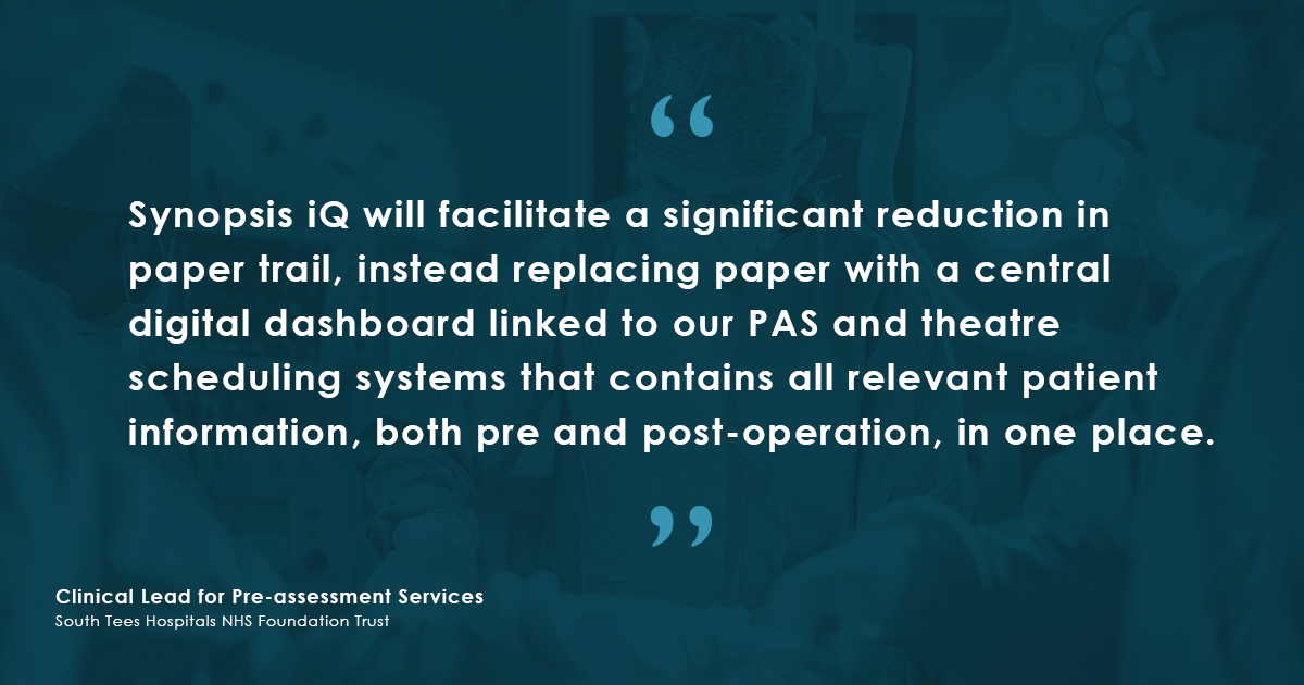 Synopsis_Health's tweet photo. South Tees Hospitals NHS Foundation Trust has agreed a five-year deal with Synopsis that will see its paper-based pre-operative process become entirely digital.

Learn more: https://t.co/mbvQJ4aWSU

@SouthTees @Intouchflow #patientflow @VitalHubCorp #preop #surgery https://t.co/yBwqDrJLwv