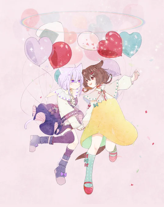 #絵かゆ #できたてころね 
💜🤍🤎💛風船🥰 