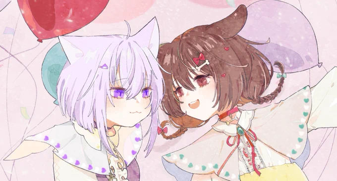 #絵かゆ #できたてころね 
💜🤍🤎💛風船🥰 