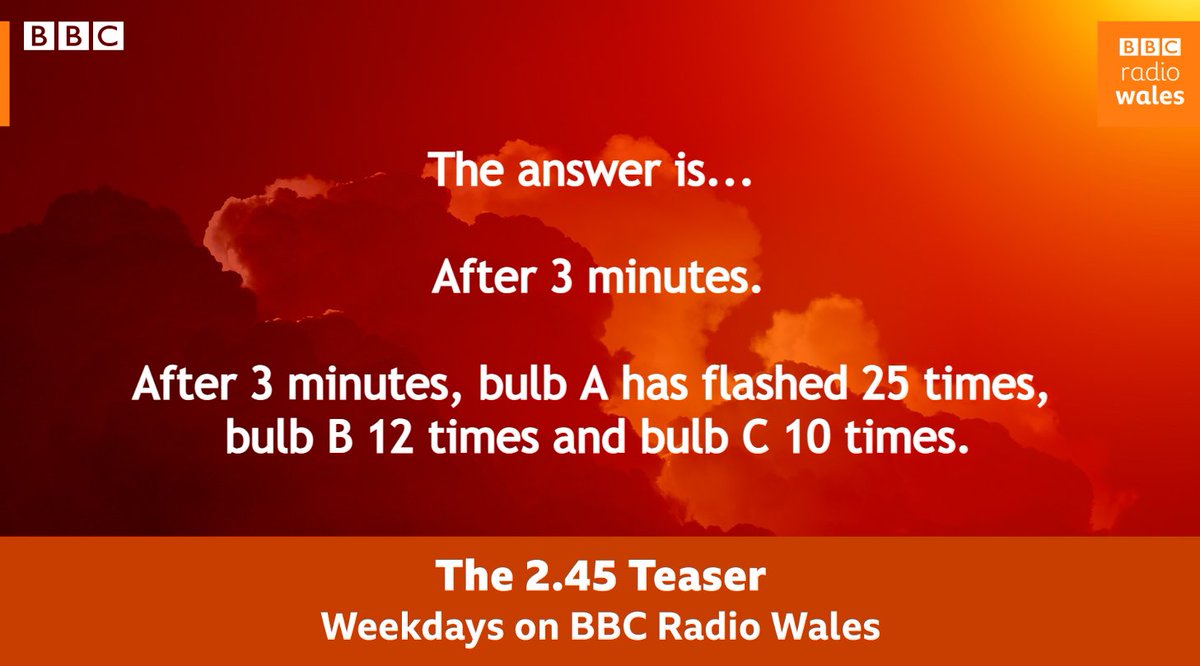 BBCRadioWales's tweet photo. Did you have a light bulb moment? Here's the answer to Tuesday's 2.45 Teaser...

Congratulations if you got it right!

Lynn Bowles will have another 2.45 Teaser for you tomorrow.

https://t.co/Xbrff6Louy https://t.co/QbbGotlavD