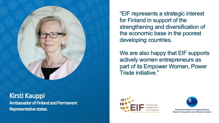 EIF4LDCs's tweet photo. The EIF will use Finland's contribution to fund projects that empower women, youth and men in least developed countries to  help strengthen their trading capabilities.🇫🇮

#InvestInTrade

@KirstiKauppi @Ulkoministeriet @FinlandGeneva https://t.co/XmxNaZW5r5