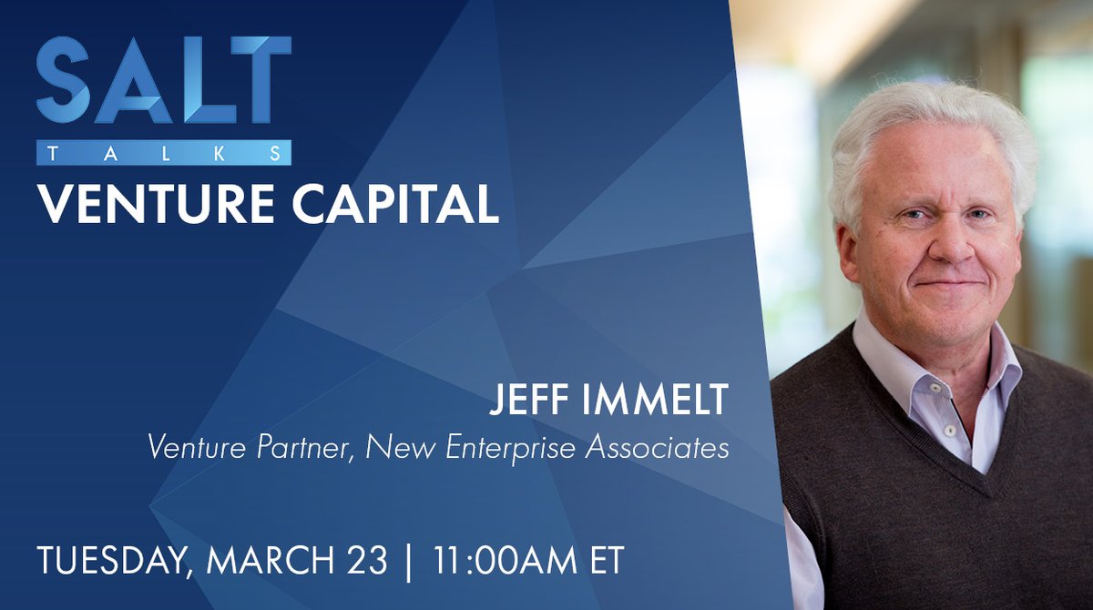 SALT (@saltconference) on Twitter photo Today on #SALTTalks: Venture Capital with <a href="/NEA/">NEA</a>'s <a href="/JeffImmelt/">Jeff Immelt</a>
Moderated by <a href="/SALTConference/">SALT</a> Chairman Anthony <a href="/Scaramucci/">Anthony Scaramucci</a>
Register: bit.ly/3f3btgD Today on #SALTTalks: Venture Capital with <a href="/NEA/">NEA</a>'s <a href="/JeffImmelt/">Jeff Immelt</a>
Moderated by <a href="/SALTConference/">SALT</a> Chairman Anthony <a href="/Scaramucci/">Anthony Scaramucci</a>
Register: bit.ly/3f3btgD