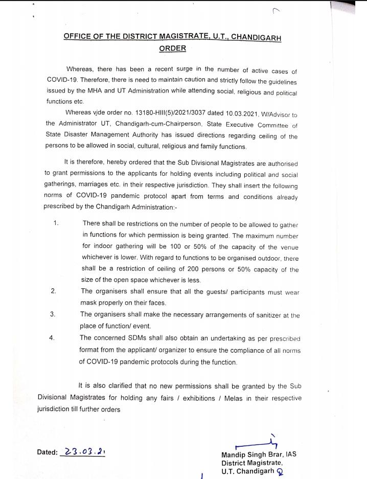 nagarkoti's tweet photo. #Chandigarh 

UT deputy commissioner issued instructions related to gatherings👇 https://t.co/185btnRWiL