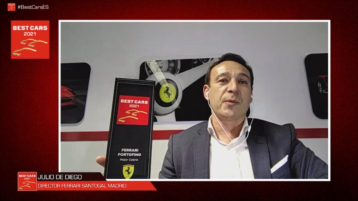 Agradece el premio #BestCarsES 2021 a MEJOR CABRIO, el Director de Ferrari Santogal Madrid, Julio de Diego. @Ferrari