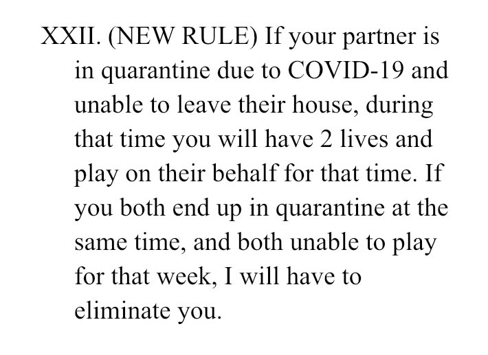 New Rule due to Covid-19