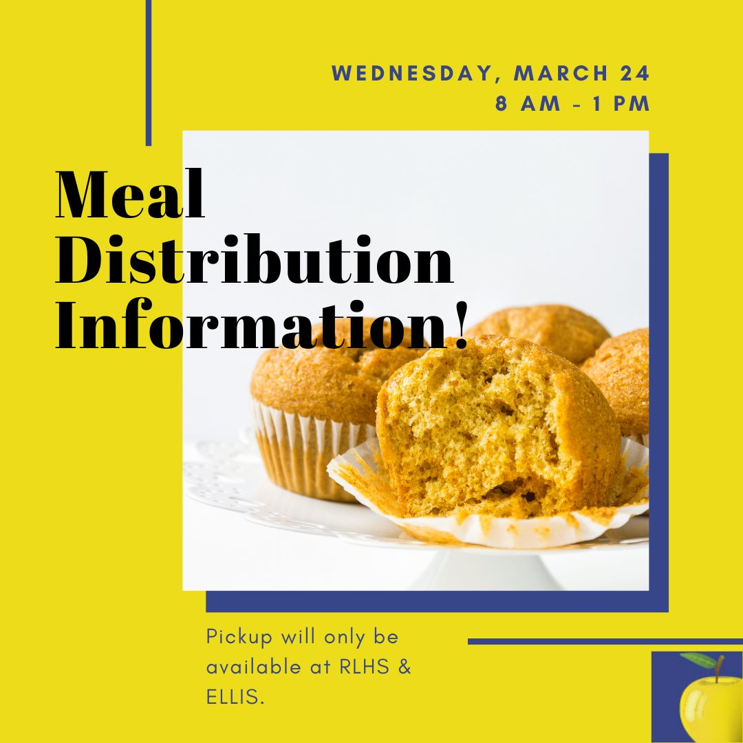 JTMMScougars's tweet photo. Meal Distribution will take place TOMORROW (Wednesday, March 24) between 8 am and 1 pm at RLHS and ELLIS. You will be given 7 weekdays worth of food. The next meal distribution day will be Wednesday, March 31. See you then!
#inspireempower116 #inthistogether116 https://t.co/oJGRfity8k