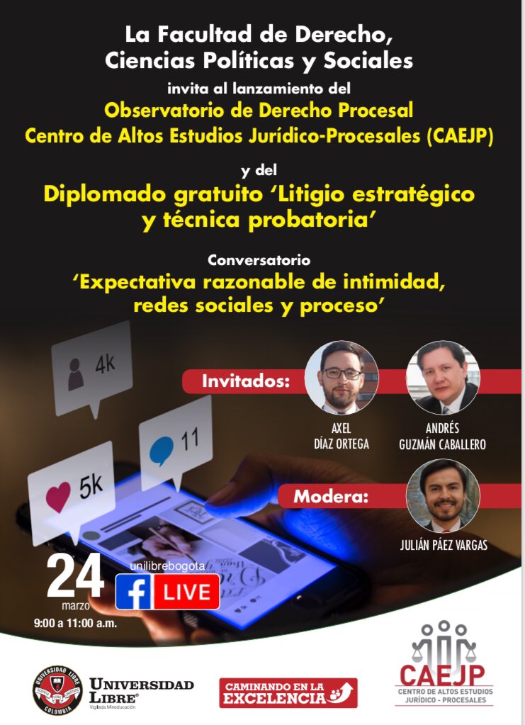 jorgemorabogado's tweet photo. Mañana será el lanzamiento del diplomado gratuito en litigio estratégico y técnica probatoria. Al terminar las conferencias vamos a entregar algunos cupos para las personas que nos acompañen hasta el final. ¡Agéndense! https://t.co/t62XaJhWG6