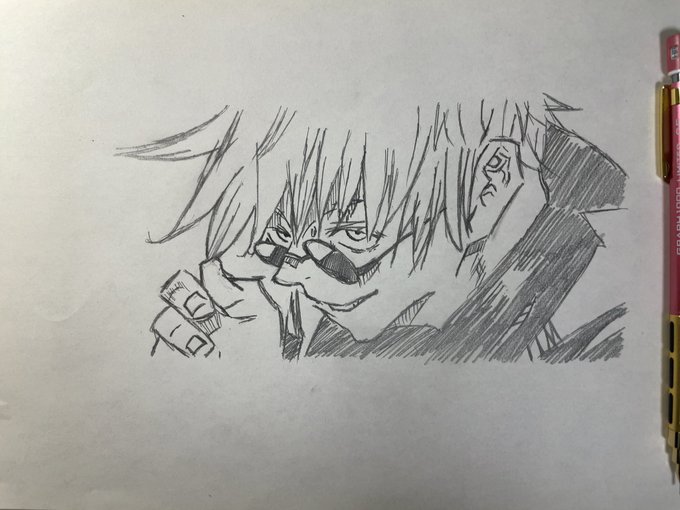 勢い落書きw五条悟
#呪術廻戦 #五条悟 #模写 #落書き 