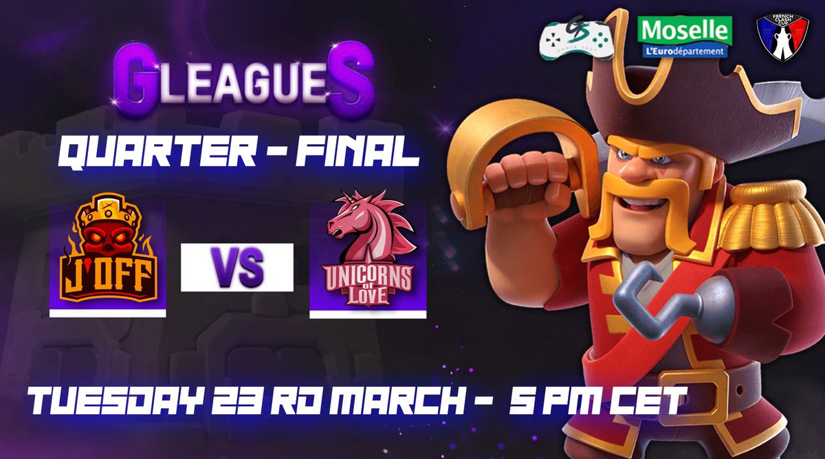🇬🇧 Let's go for the quarter final !! 🔥🔥 Get ready for a big war today at 5:00 pm CET !

<a href="/JOFF_Clan/">J’ Off</a> 🆚 @uol_coc

Check out the action here!! 🔴

🇬🇧 twitch.tv/wasmaniac
🇬🇧 twitch.tv/eric_onehive
🇩🇪 twitch.tv/evekalle
🇮🇳 youtube.com/channel/UCRD5I…
🇦🇷 twitch.tv/marielzim