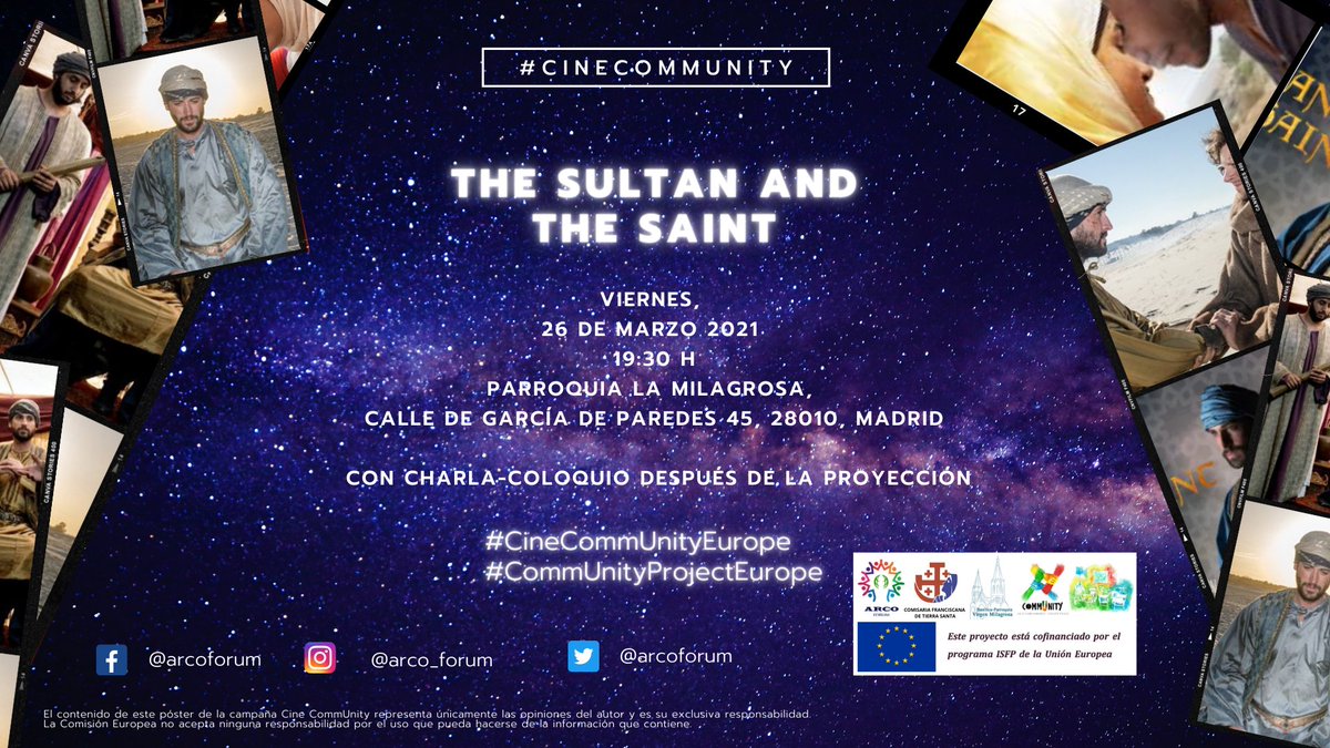 ArcoForum's tweet photo. 📣El viernes 26 de marzo, a las 19:30 hrs celebraremos la octava sesión de la campaña #CineCommUnity del proyecto @CommUnity_EU
🎥Proyectaremos la película “The Sultan and the Saint” (2016): con subtítulos en castellano.
Apúntate aquí👉 https://t.co/f9cSuXYrnL https://t.co/m9etx40bd7