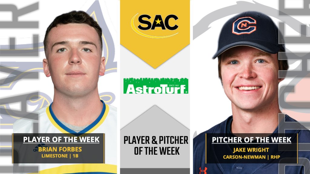 South Atlantic Conference (@sac_athletics) on Twitter photo The South Atlantic Conference Announces <a href="/AstroTurfUSA/">AstroTurf</a> Baseball Player and Pitcher of the Week Honors <a href="/LimestoneSaints/">Limestone Saints</a> <a href="/CNathletics/">Carson-Newman Athletics</a> #MakeSACYours #SACBSB
Story: bit.ly/2Qze9bt The South Atlantic Conference Announces <a href="/AstroTurfUSA/">AstroTurf</a> Baseball Player and Pitcher of the Week Honors <a href="/LimestoneSaints/">Limestone Saints</a> <a href="/CNathletics/">Carson-Newman Athletics</a> #MakeSACYours #SACBSB
Story: bit.ly/2Qze9bt