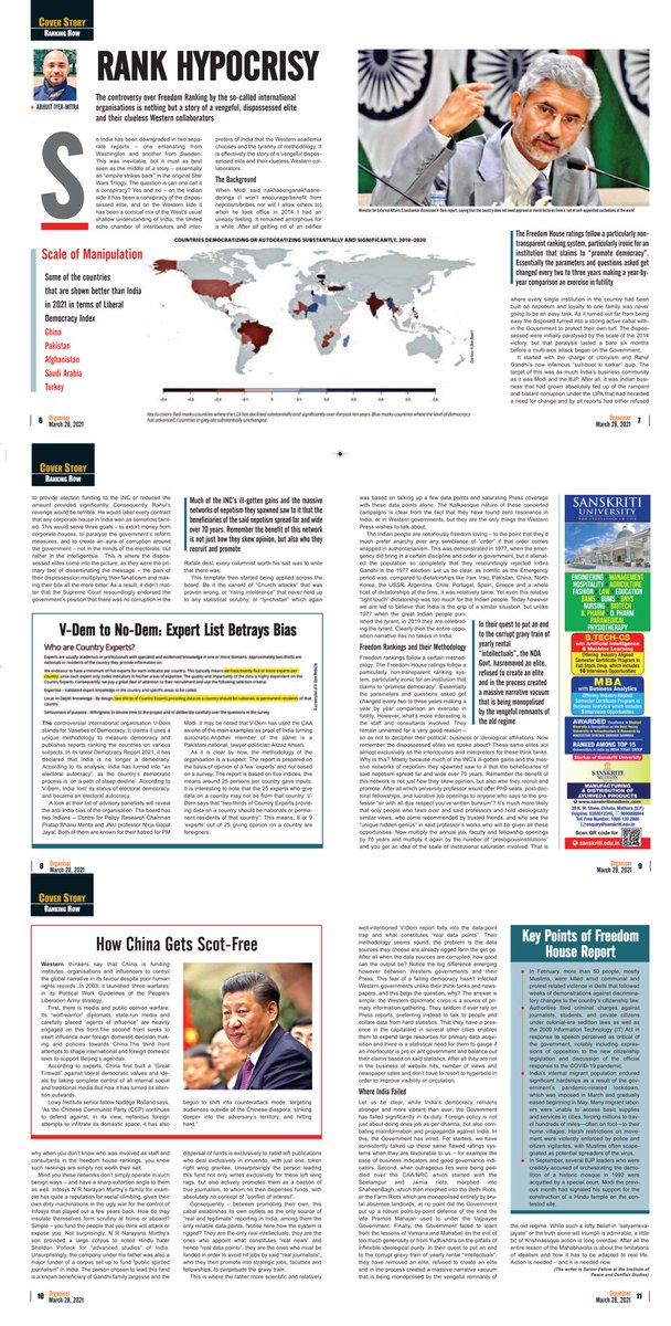 azad_nishant's tweet photo. #FreedomHouseReport
"The controversy over Freedom Ranking by the so-called international organisations is nothing but a story of a vengeful, dispossessed elite and their clueless Western collaborators", writes @Iyervval in @eOrganiser
https://t.co/aK4payp5S3 https://t.co/9uLkxtZhCm
