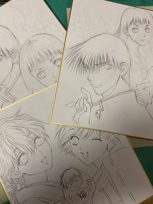 仕事の合間に大阪インテイベントの限定色紙描いてます!合間っていうのは、たまにパソコン作業の保存に時間かかる時の待ち時間! 