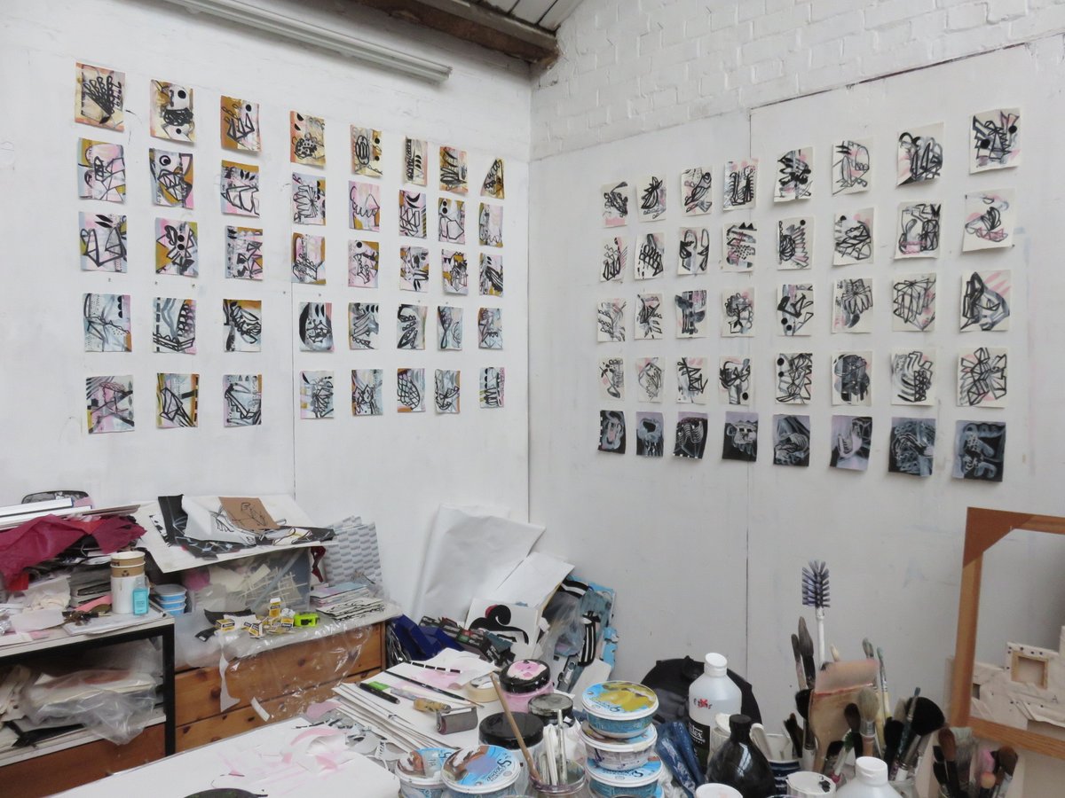 mail_lucy's tweet photo. #100drawings, all together in the studio, bright sparks might spot there are only 80 in this pic!! Ha. Nearly there.#rwabristol, #artistontwitter, #acs, #axisweb, #wallaceseymour, #lovedrawing, #collage. https://t.co/OX7bwVOQuL