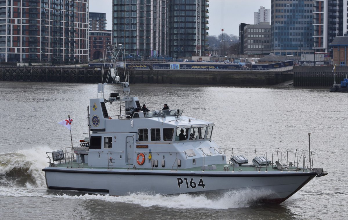 AJBC_1's tweet photo. The #RoyalNavy's Coastal Forces Squadron is becoming a bit like #London buses - you don't see any for over a year and then you get 3 in 4 days! π
@HMSExplorer P164 repositioned to the #Thames from #Chatham this morning replacing #HMSBiter & #HMSExpress.
#dlr_blog https://t.co/KFR9c53fDV