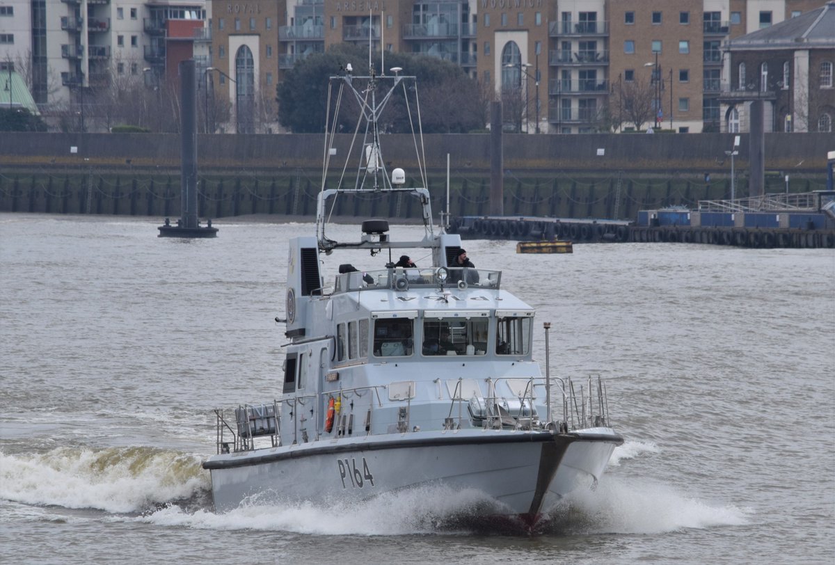 AJBC_1's tweet photo. The #RoyalNavy's Coastal Forces Squadron is becoming a bit like #London buses - you don't see any for over a year and then you get 3 in 4 days! π
@HMSExplorer P164 repositioned to the #Thames from #Chatham this morning replacing #HMSBiter & #HMSExpress.
#dlr_blog https://t.co/KFR9c53fDV
