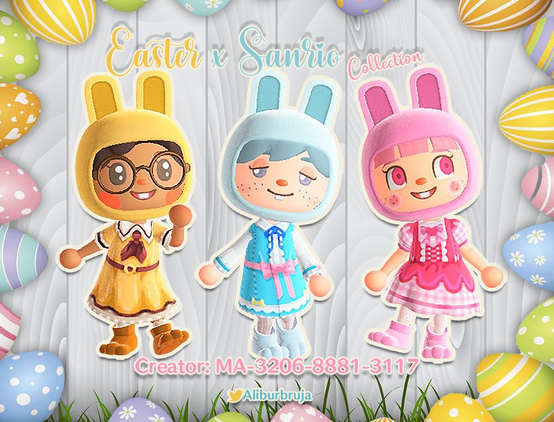 AliBurbruja's tweet photo. #AnimalCrossing #ACNH #NintendoSwitch #ACNHDesign #ACNHDesigns #HappyEaster #Sanrioacnh #AnimalCrossingNewHorizons 

💐🐰🥚 Easter x Sanrio Collection🍮🍬🥤

Three designs to match with bunny hats and shoes or Sanrio accessories 😊 https://t.co/ACG0E22B7V