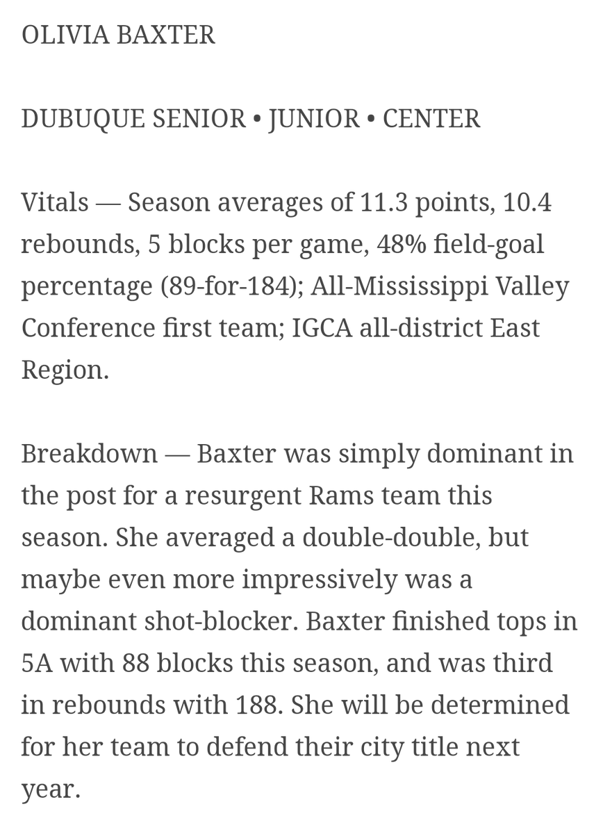 LadyPurePrep's tweet photo. 2022 6'2 Liv Baxter
All Area Elite 1st Team✅
Ms. Double Double✅
Led 5A in blocks✅
Led 5A in offensive Rebounds✅
D1 Prospect for several schools https://t.co/ALmAfSs4n5