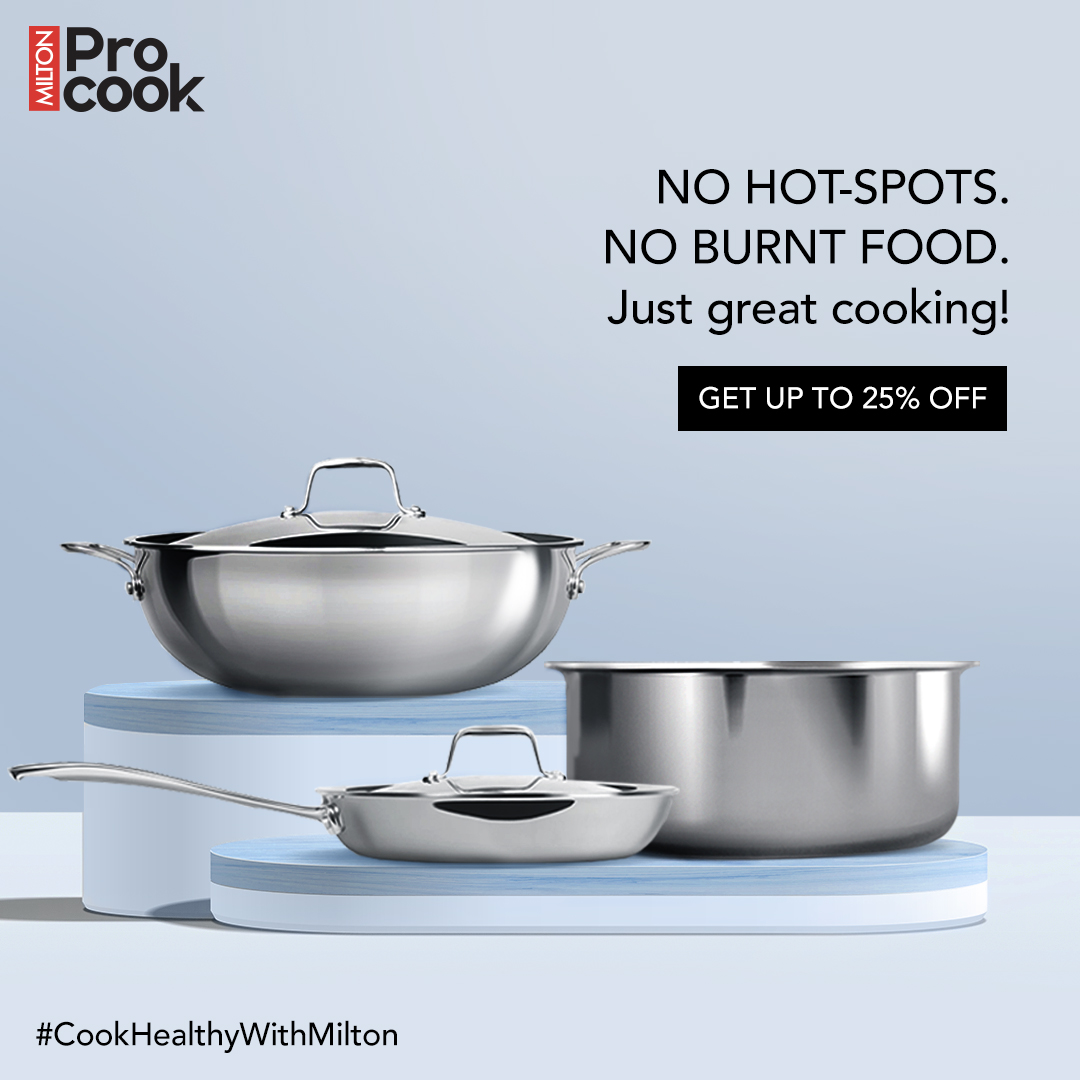 MiltonHomewares's tweet photo. Milton ProCook's Tri-Ply stainless steel cookware is made of 3 layers: food-grade stainless steel, aluminium and magnetic stainless steel.
To order now, visit https://t.co/X2c84XbUgN or call at +91-7506368808
#MiltonProCook #CookHealthyWithMilton #TriPly #StainlessSteel #Milton https://t.co/nkH6Py05fa