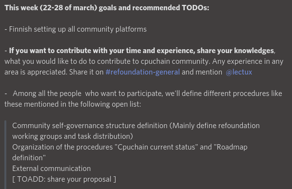 cpuchaincore's tweet photo. Goals and recommended TODOs for this week have been posted on Discord community
https://t.co/2uGYY2kEmm
https://t.co/hdkLmogdXi https://t.co/5PDrgQ8ChB